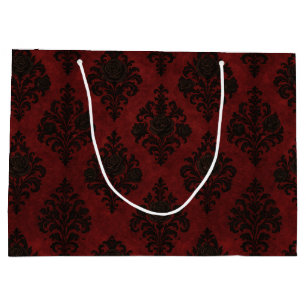 Crimson Nocturne Bloom Victorian  Large Gift Bag