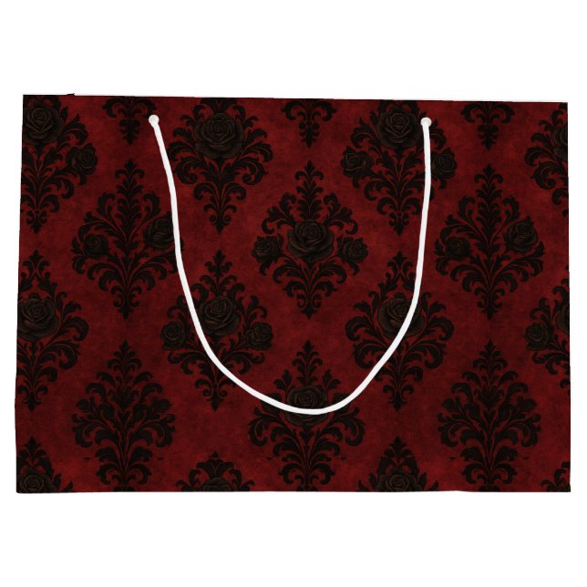 Crimson Nocturne Bloom Victorian  Large Gift Bag (Back)