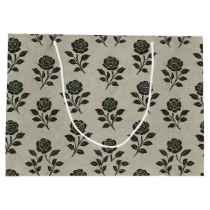 Crimson Nocturne Bloom Victorian  Large Gift Bag