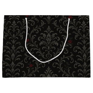 Crimson Nocturne Bloom Victorian  Large Gift Bag