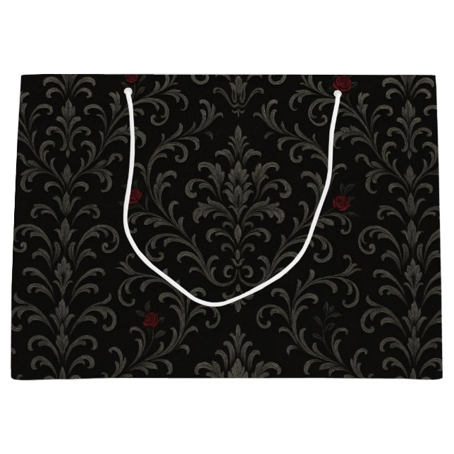 Crimson Nocturne Bloom Victorian  Large Gift Bag (Front)