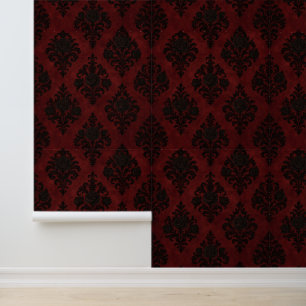 Crimson Nocturne Bloom Victorian  Wallpaper