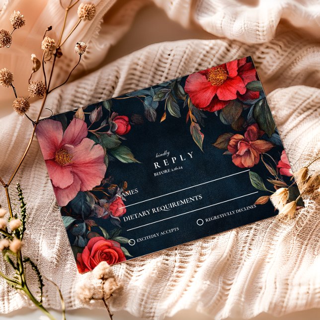 Crimson Noir Wedding  RSVP Card (Creator Uploaded)