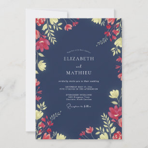 Crimson Ochre Painted Wedding Invitation