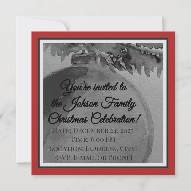 Crimson Ornament Christmas – Invitation (Front)