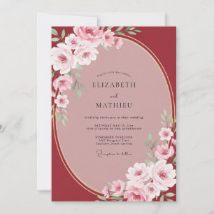 Crimson Painted Vine Wedding Invitation