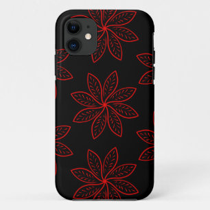 Crimson Pattern on Black iPhone 11 Case