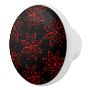 Crimson Pattern on Black  Ceramic Knob