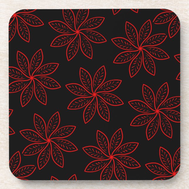 Crimson Pattern on Black  Coaster (Front)