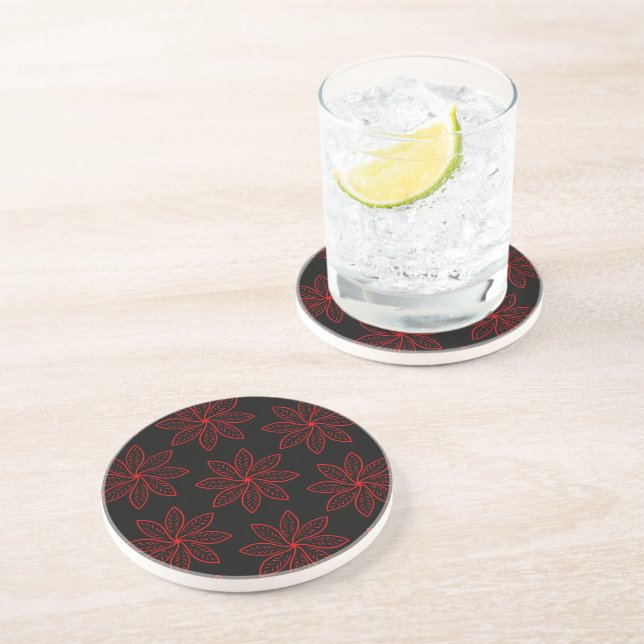 Crimson Pattern on Black  Coaster (Side)