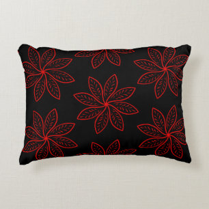 Crimson Pattern on Black Decorative Cushion