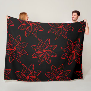 Crimson Pattern on Black Fleece Blanket