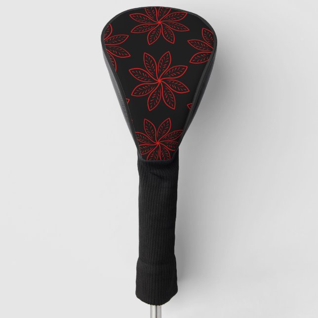 Crimson Pattern on Black  Golf Head Cover (Front)