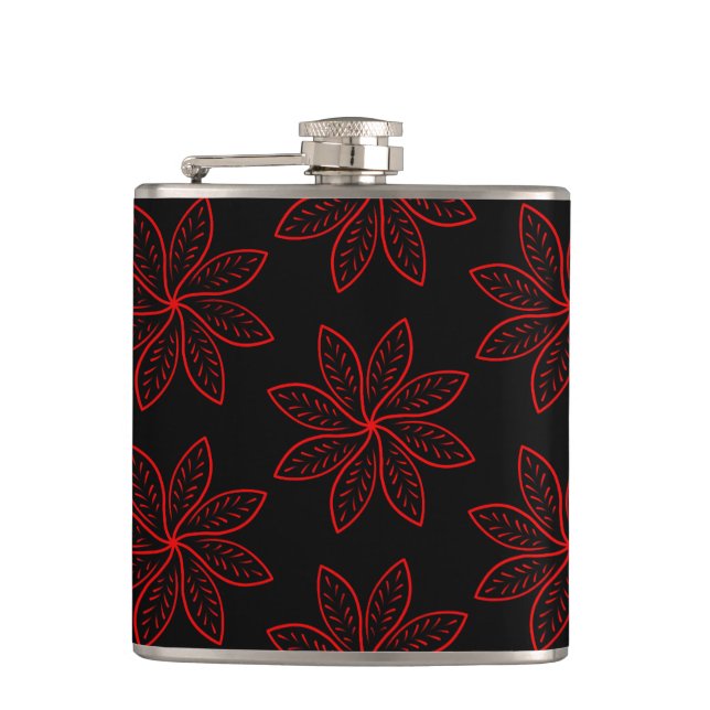 Crimson Pattern on Black  Hip Flask (Front)