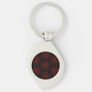 Crimson Pattern on Black Key Ring