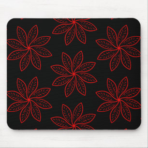 Crimson Pattern on Black  Mouse Mat