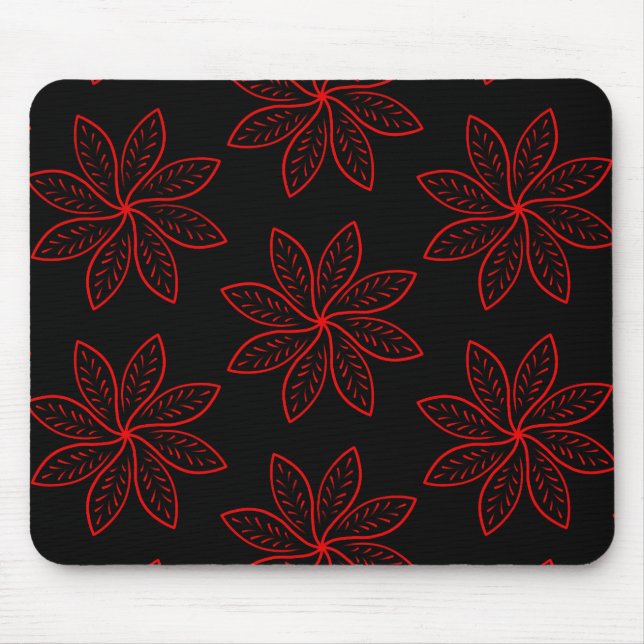 Crimson Pattern on Black  Mouse Mat (Front)