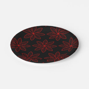 Crimson Pattern on Black Paper Plate