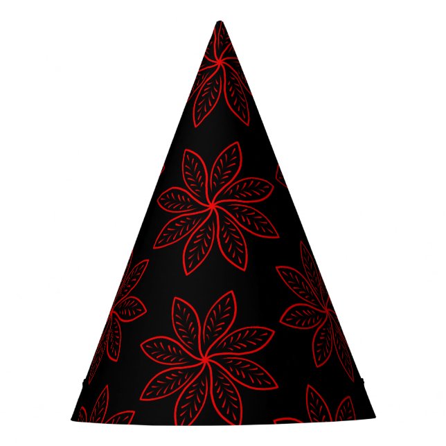 Crimson Pattern on Black  Party Hat (Front)