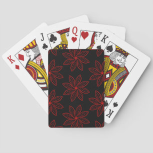 Crimson Pattern on Black Playing Cards