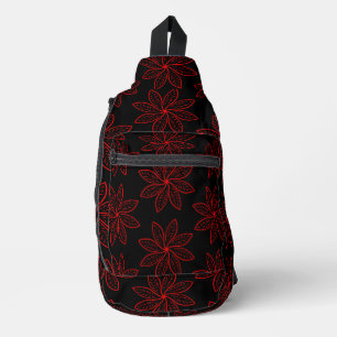 Crimson Pattern on Black Sling Bag
