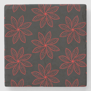 Crimson Pattern on Black Stone Coaster