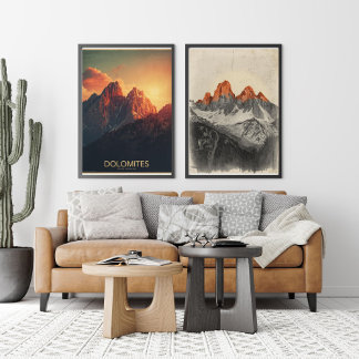 Crimson Peaks – Vintage Dolomites Travel Poster