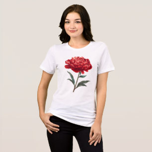 Crimson Peony Bloom Art Tri-Blend Shirt