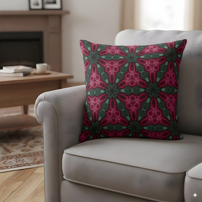 Crimson Petal Vortex – Kaleidoscopic Floral Patter Cushion (Creator Uploaded)