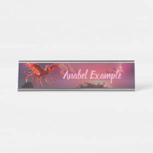 Crimson Phoenix of the Moonlit Tide. Desk Name Plate