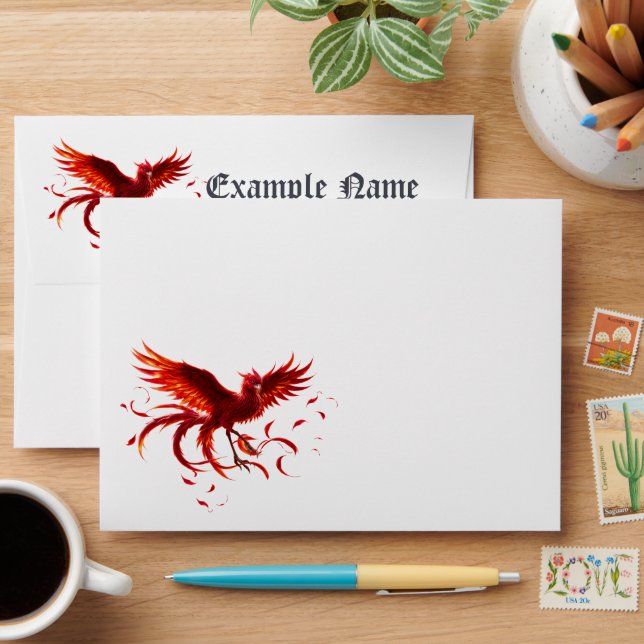 Crimson Phoenix of the Moonlit Tide. Envelope (Desk)
