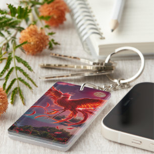 Crimson Phoenix of the Moonlit Tide. Key Ring