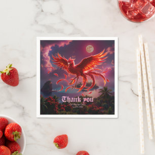 Crimson Phoenix of the Moonlit Tide.  Napkin