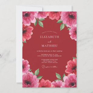 Crimson Pink Petal Wedding Invitation