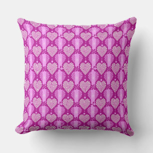 Crimson pink vertical striped pattern with heart a cushion