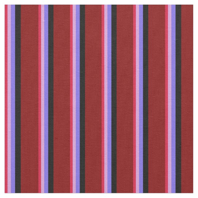 Crimson, Plum, Medium Slate Blue, Black & Maroon Fabric (Close Up)
