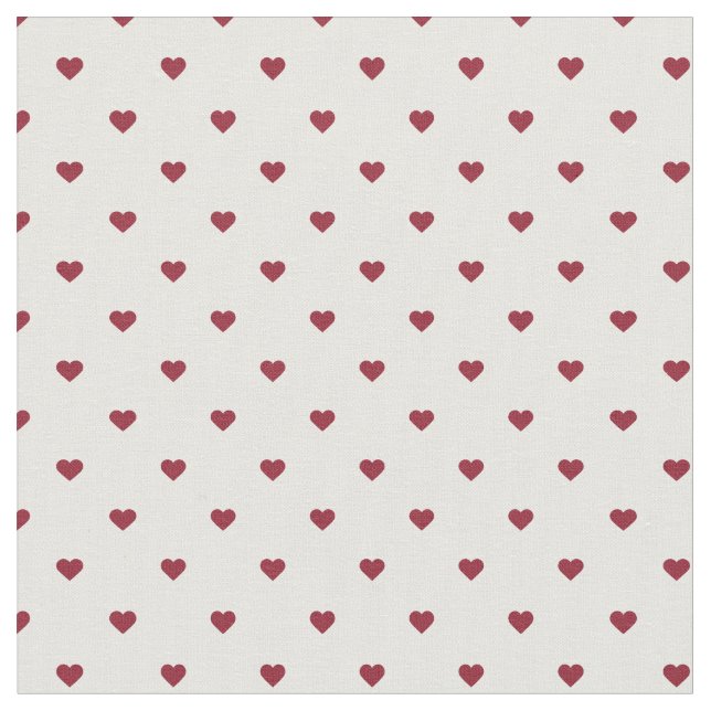 Crimson Polka Dot Hearts Fabric (Close Up)