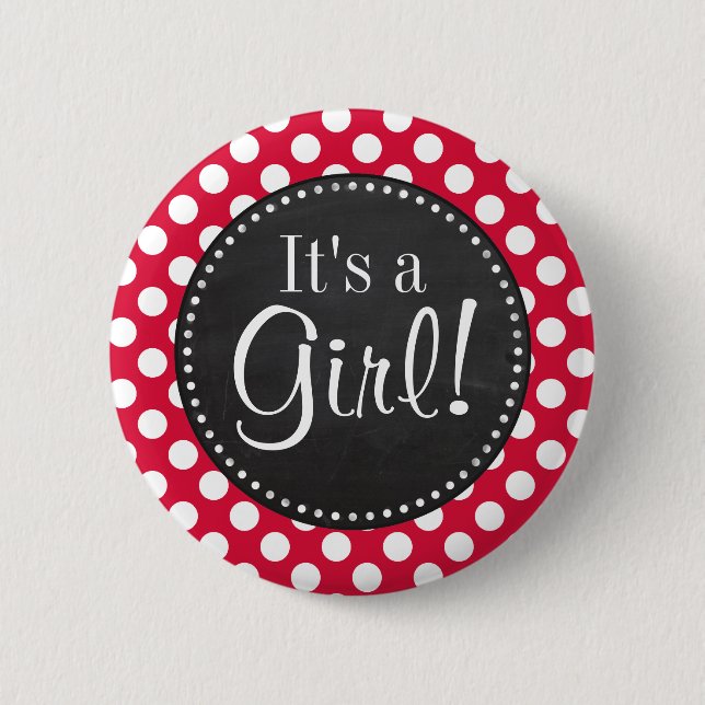 Crimson Polka Dots; Chalkboard look 6 Cm Round Badge (Front)