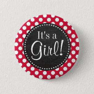 Crimson Polka Dots; Chalkboard look 6 Cm Round Badge
