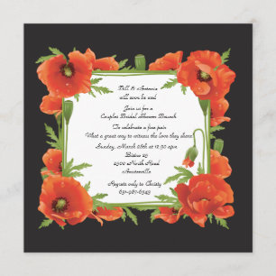 Crimson Poppies Couples Wedding Shower Invitation