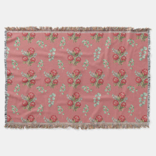 Crimson Protea Bouquet Watercolor Throw Blanket