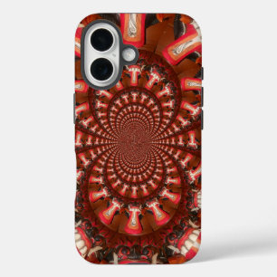 Crimson Pulse   Kaleidoscope Tongue Abstract Art   iPhone 16 Case