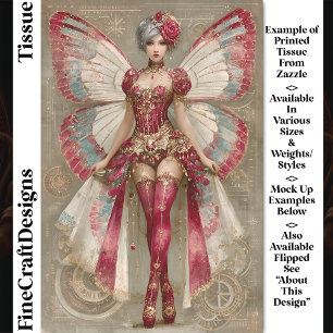 Crimson Red Adult Fairy In Corset DN1R Decoupage Tissue Paper