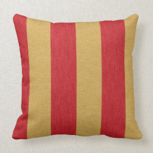 Crimson red and gold stripes cushion
