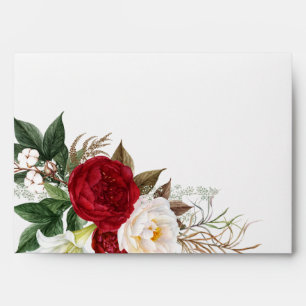 Crimson Red and Ivory  Peonies Envelope