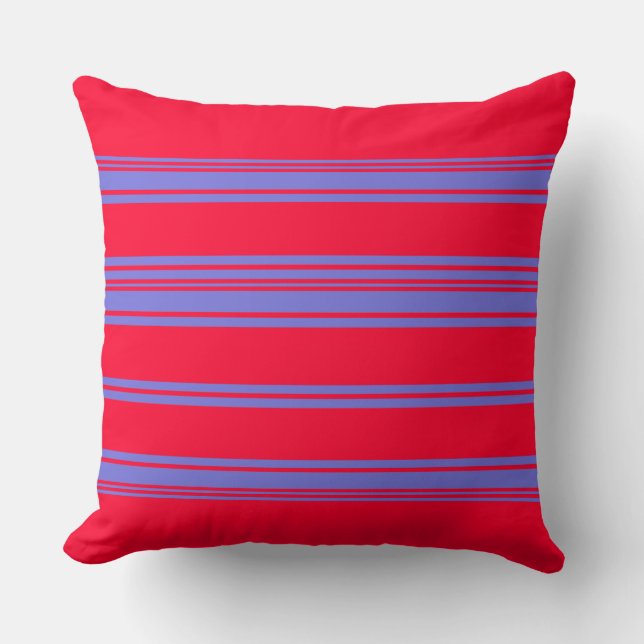 Crimson Red and Purple Stripes Throw Pillow (Front)