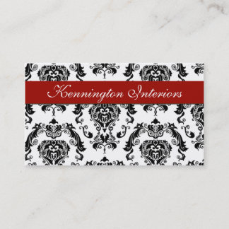 Crimson Red Black Damask Lace Business Cards