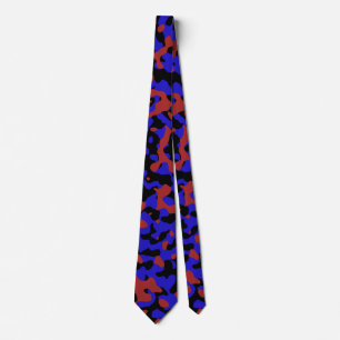 Crimson Red Camouflage in Royal Blue and Black Tie