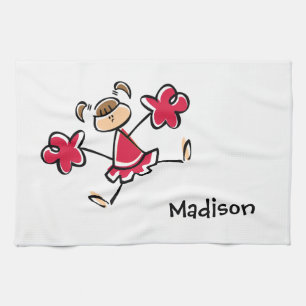Crimson Red Cheerleader Tea Towel