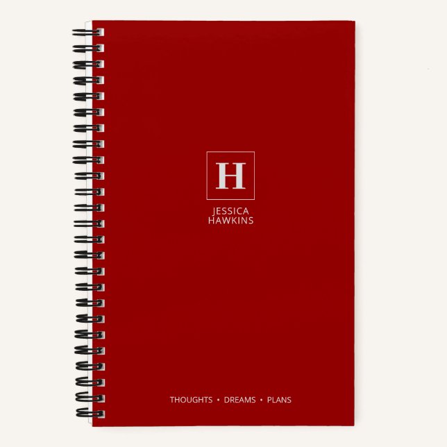 Crimson Red Classic Monogram Notebook (Front)